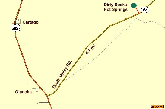 map to Dirty Socks Hot Springs