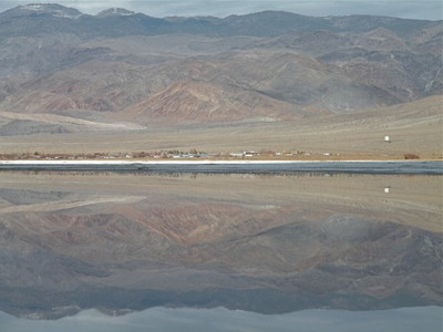 Inyo Mountains, Keeler, Owens Lake, and 1500 Avocets.  Photo by Michael Prather